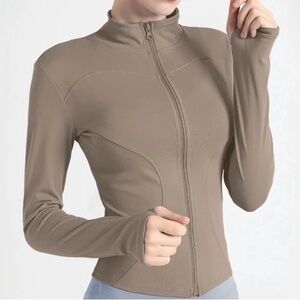 Brown shorts wear athletic jacket brown cropped